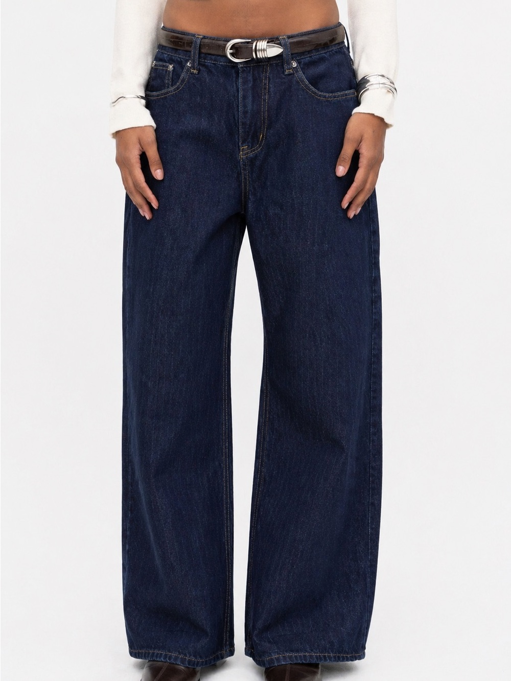 Beaularés Beau Wide Leg Jeans High Rise Dark Wash Culotte Denim Size S